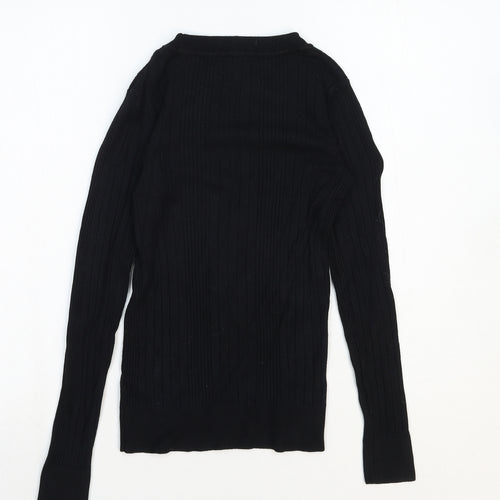 New Look Womens Black Crew Neck Cotton Pullover Jumper Size 8 Pullover