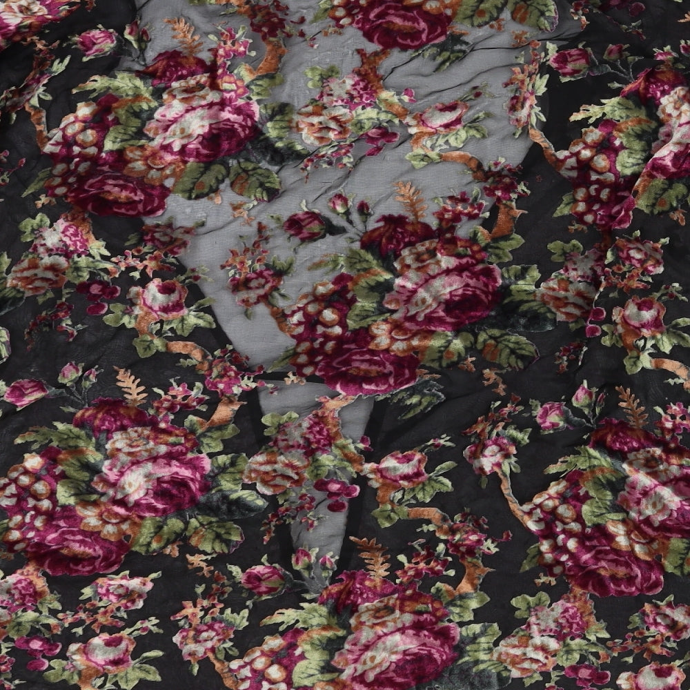 Topshop Womens Multicoloured Floral Nylon Kimono T-Shirt Size 8 V-Neck