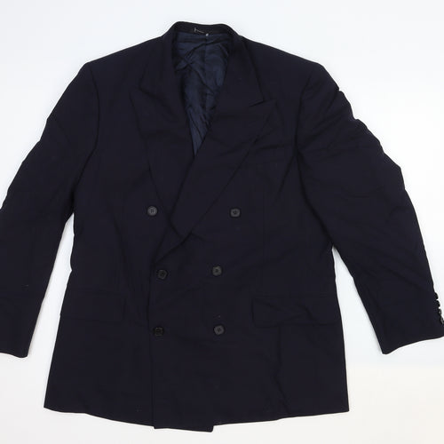 Chester Barrie Mens Blue Wool Jacket Suit Jacket Size 44 Regular