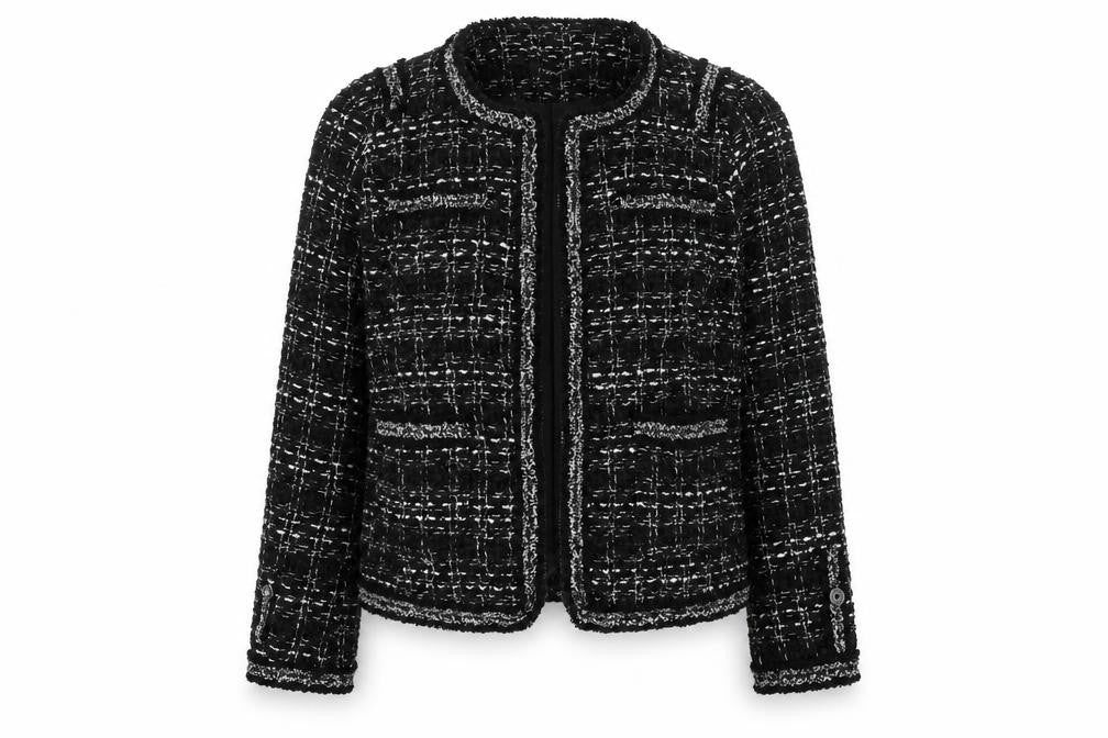 Hancy Womens Black Geometric Jacket Blazer Size M Zip