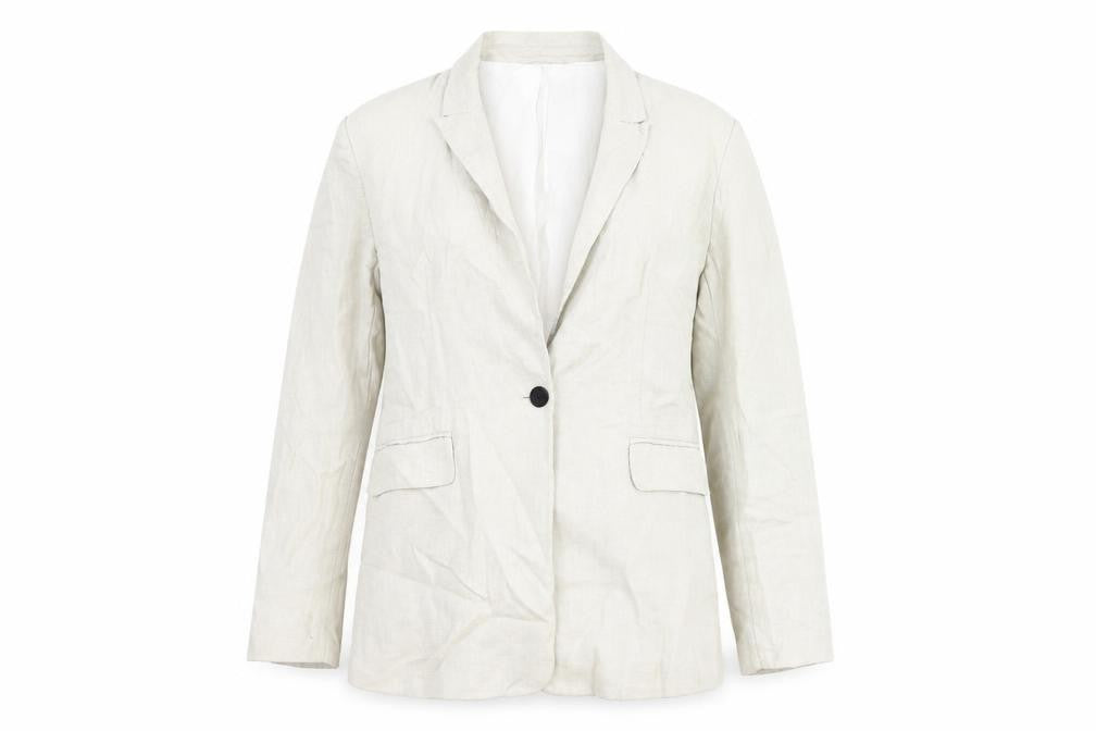 Front view of H&M women’s white cotton jacket blazer, size S