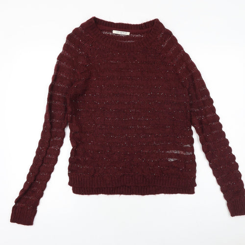 Love Knitwear Womens Purple Round Neck Acrylic Pullover Jumper Size 12