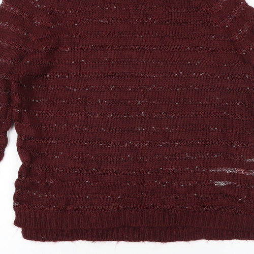 Love Knitwear Womens Purple Round Neck Acrylic Pullover Jumper Size 12