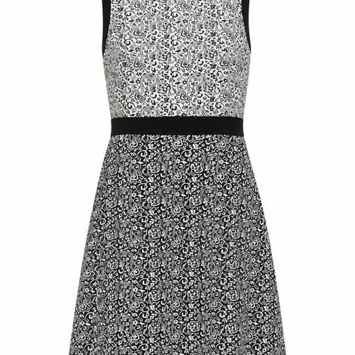 Miss Selfridge Womens Black Floral Polyester A-Line Size 4 Scoop Neck Zip