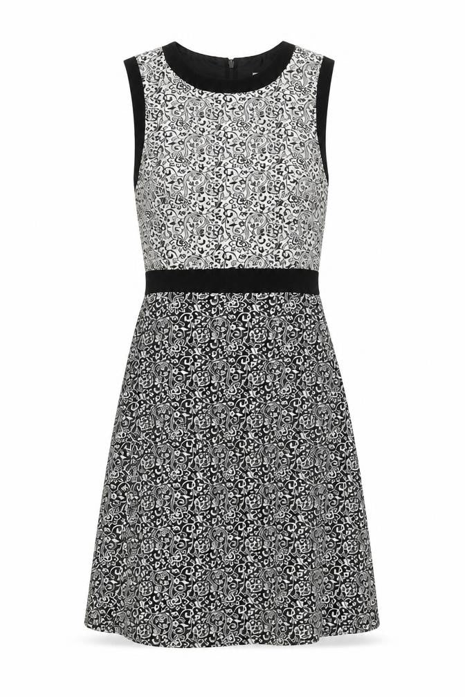 Miss Selfridge Womens Black Floral Polyester A-Line Size 4 Scoop Neck Zip