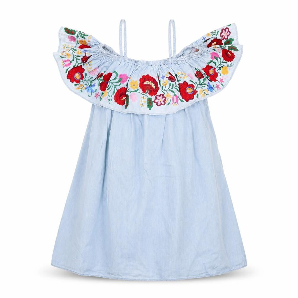 Topshop Womens Blue Floral 100% Cotton A-Line Size 6 Square Neck Pullover - Cold Shoulder