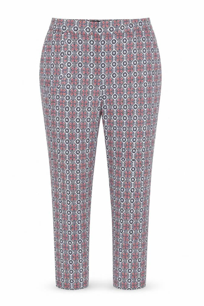 New Look Womens Multicoloured Geometric Viscose Trousers Size 10 Slim Zip