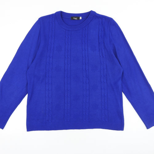 Glimpse Design Womens Blue Crew Neck Acrylic Pullover Jumper Size M