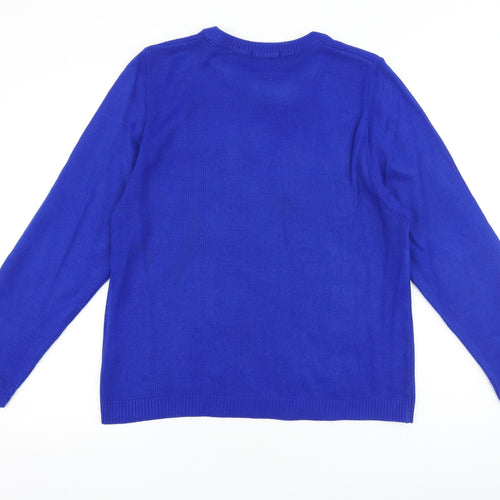 Glimpse Design Womens Blue Crew Neck Acrylic Pullover Jumper Size M
