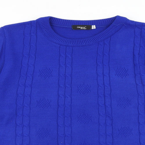 Glimpse Design Womens Blue Crew Neck Acrylic Pullover Jumper Size M