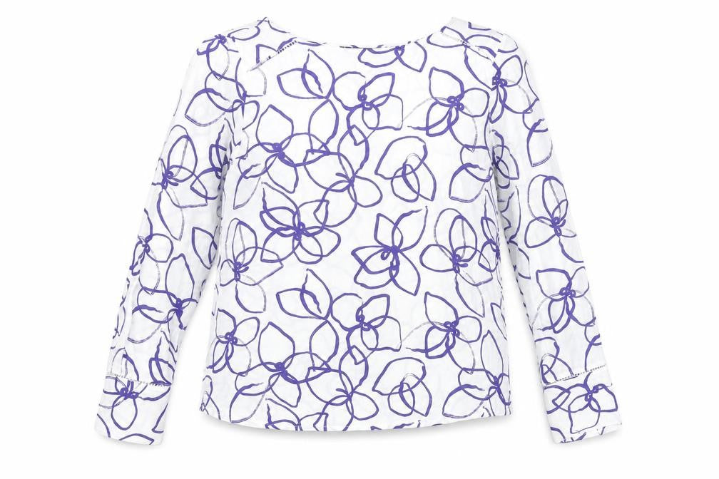 Front view of Marks & Spencer women’s white floral viscose basic blouse, size UK 8, boat neck