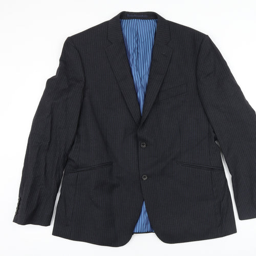 Marks and Spencer Mens Grey Striped Cotton Jacket Suit Jacket Size 42 Regular