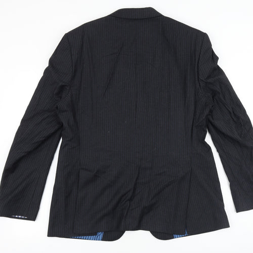 Marks and Spencer Mens Grey Striped Cotton Jacket Suit Jacket Size 42 Regular