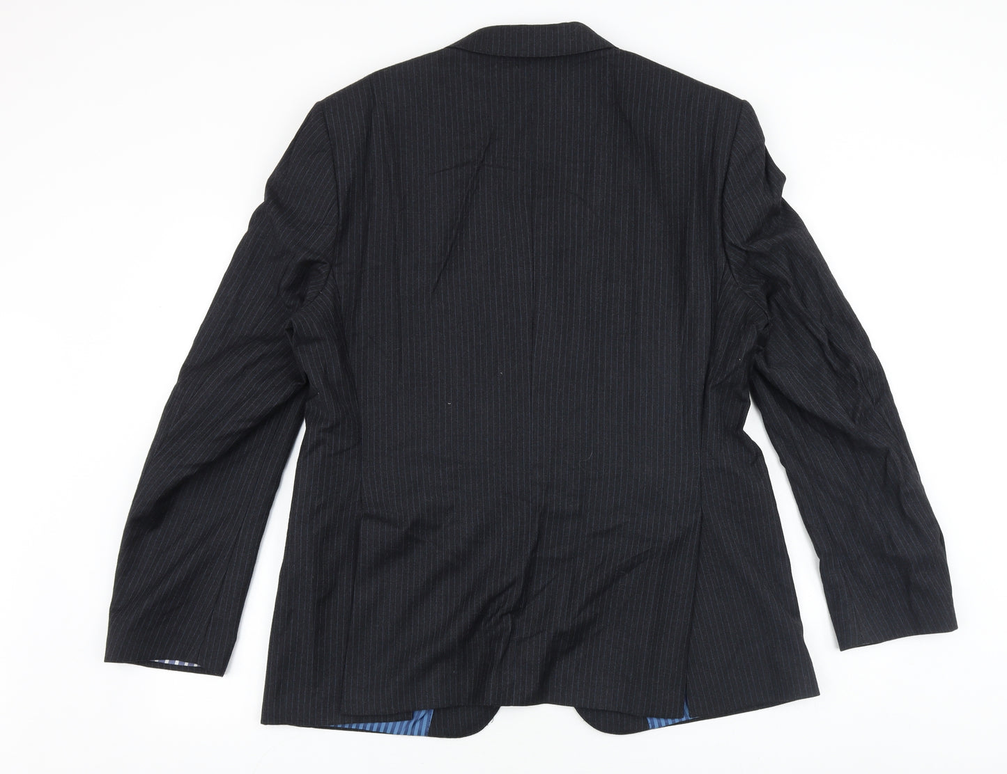 Marks and Spencer Mens Grey Striped Cotton Jacket Suit Jacket Size 42 Regular