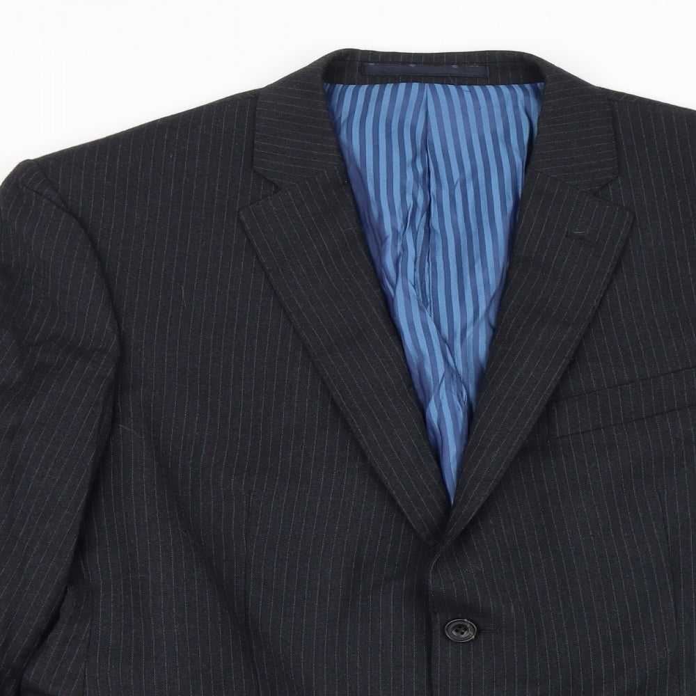 Marks and Spencer Mens Grey Striped Cotton Jacket Suit Jacket Size 42 Regular