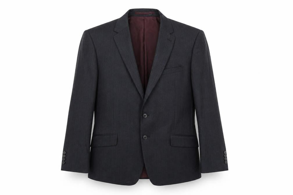 Front view of Marks & Spencer men’s grey polyester jacket suit jacket, size 42, regular