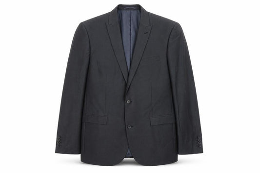 Front view of Next men’s grey polyester jacket suit jacket, size 44, regular