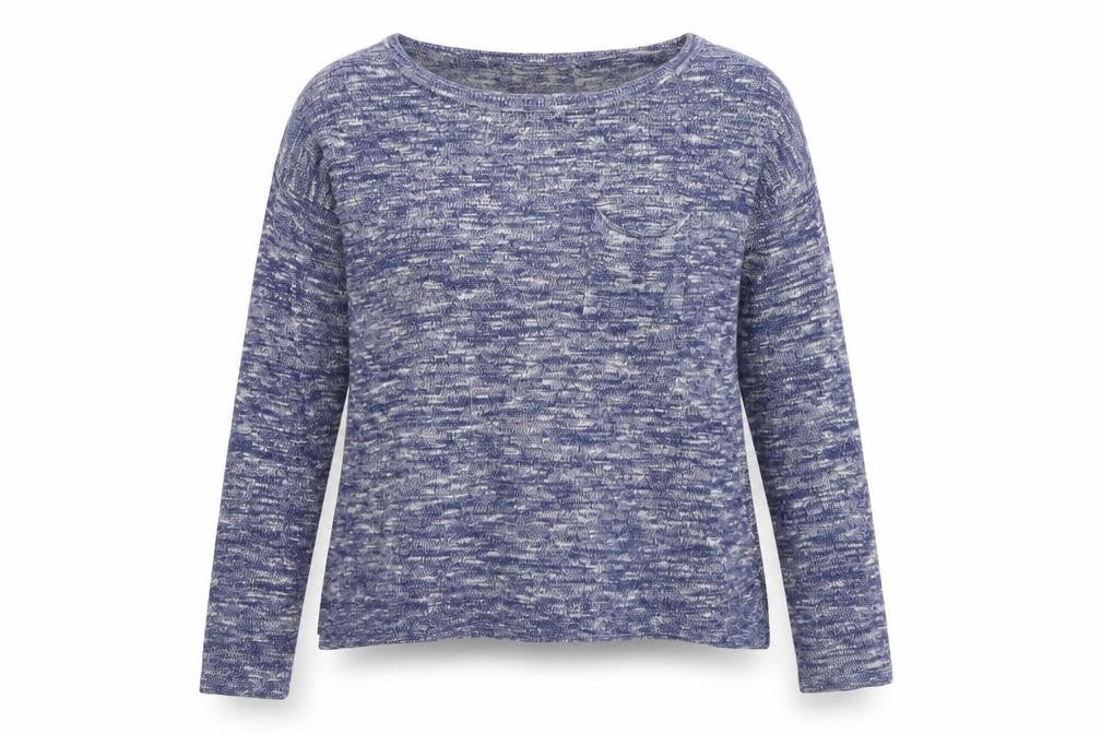 Front view of H&M women’s blue round neck cotton jumper, size S