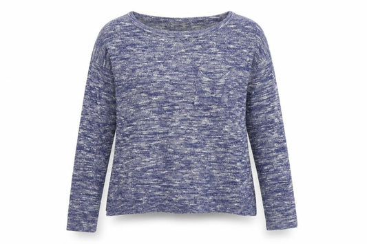 Front view of H&M women’s blue round neck cotton jumper, size S