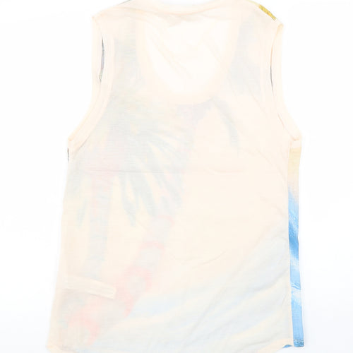 Zara Womens Pink Polyester Basic T-Shirt Size S Scoop Neck - Beach Print