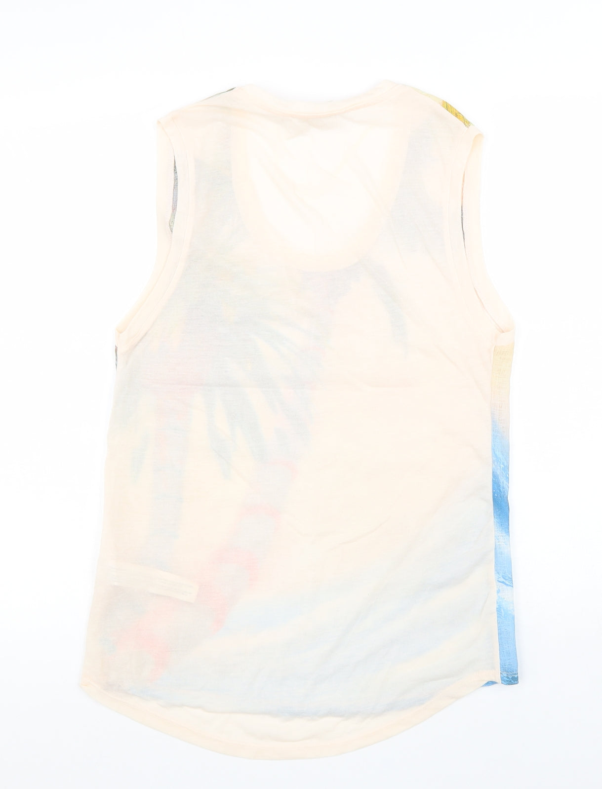 Zara Womens Pink Polyester Basic T-Shirt Size S Scoop Neck - Beach Print