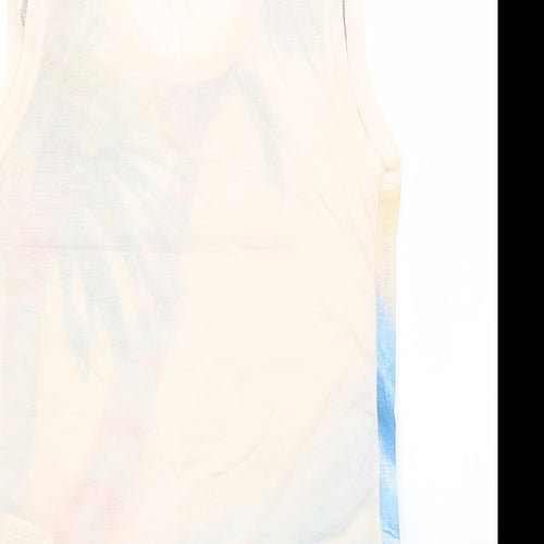 Zara Womens Pink Polyester Basic T-Shirt Size S Scoop Neck - Beach Print