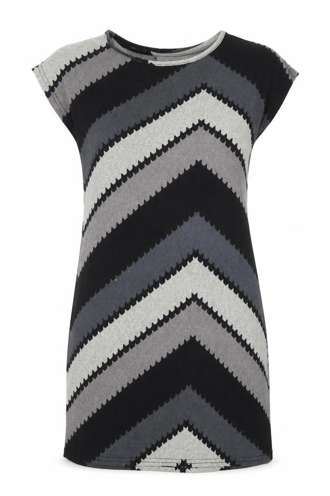 New York Laundry Womens Grey Geometric Polyester T-Shirt Dress Size S Boat Neck Pullover