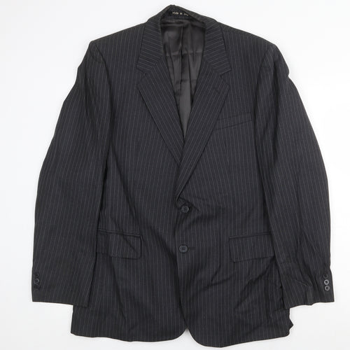 Burton Mens Grey Striped Wool Jacket Suit Jacket Size 38 Regular