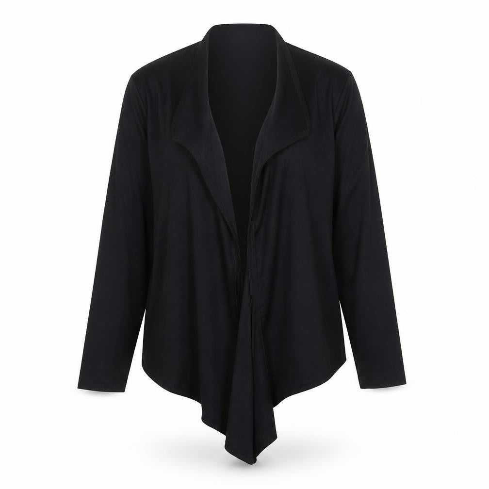 Front view of Mandy Marsh women’s black polyester kimono blouse, size UK 10, v-neck