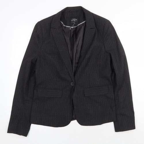 NEXT Womens Grey Striped Polyester Jacket Blazer Size 14 Button