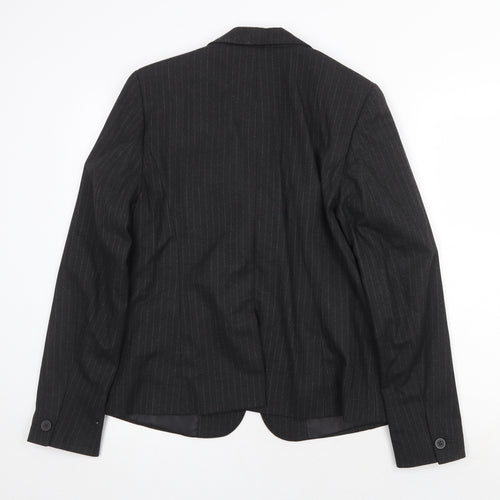 NEXT Womens Grey Striped Polyester Jacket Blazer Size 14 Button