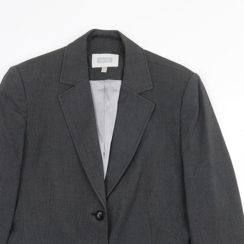 NEXT Womens Grey Polyester Jacket Blazer Size 14 Button