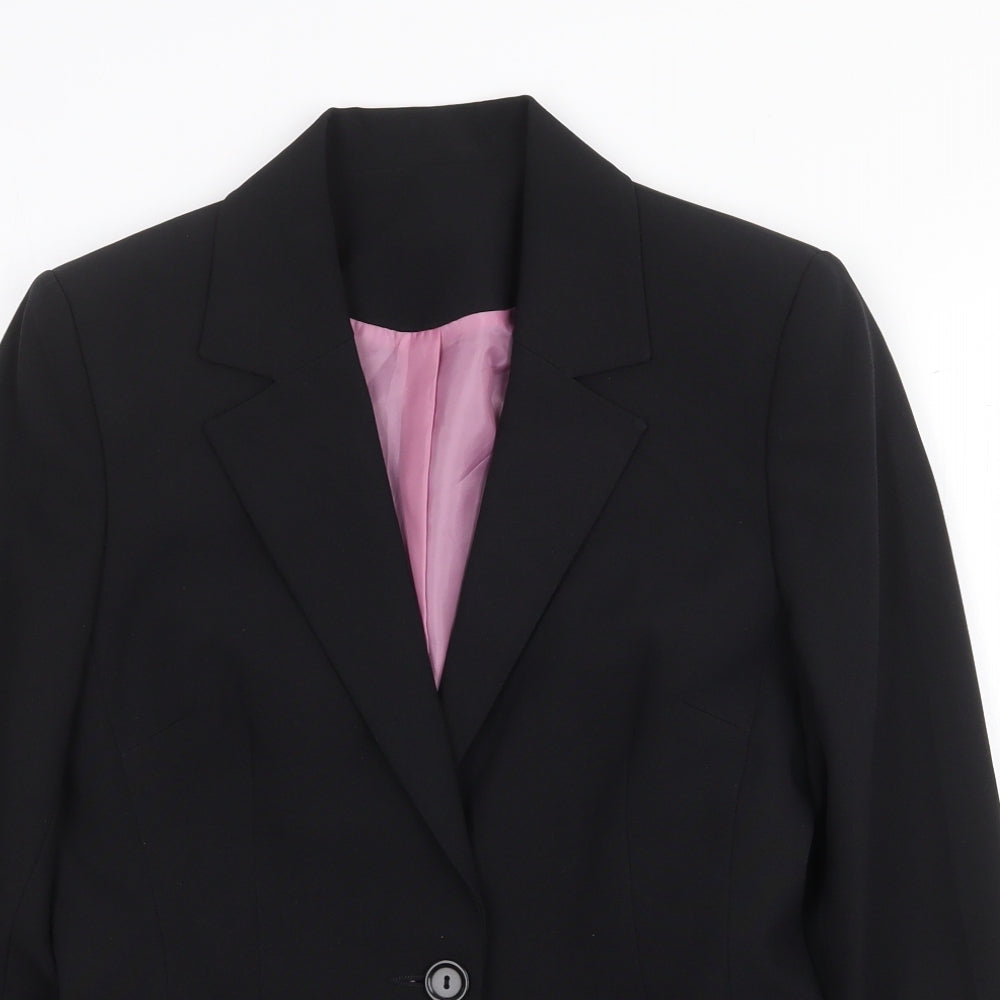 NL Collection Womens Black Polyester Jacket Blazer Size 10 Button