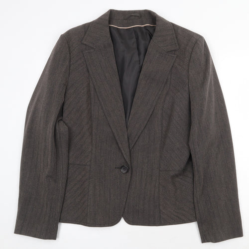 Dorothy Perkins Womens Grey Polyester Jacket Blazer Size 18 Button