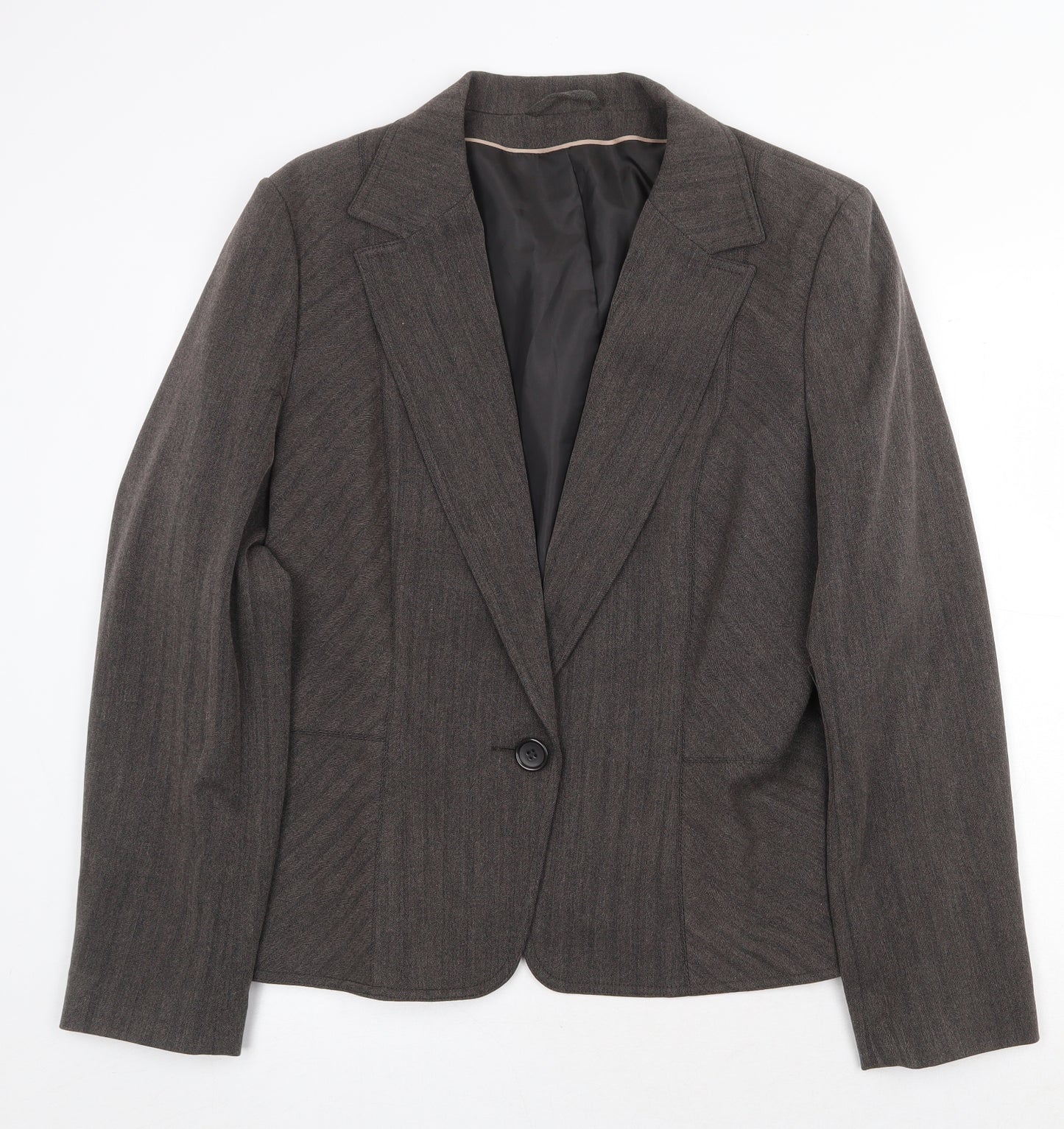 Dorothy Perkins Womens Grey Polyester Jacket Blazer Size 18 Button