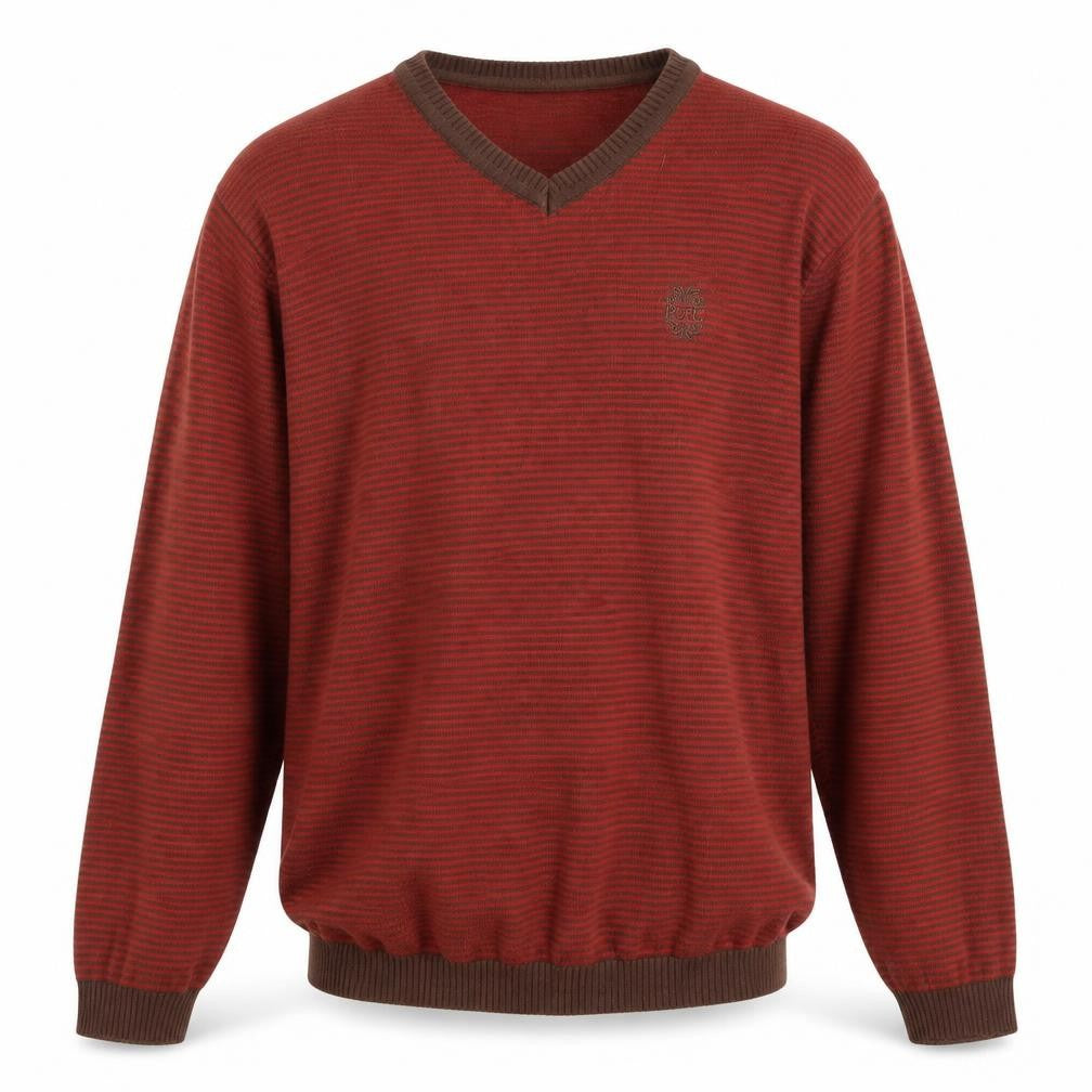 Pepe Jeans Mens Multicoloured V-Neck Striped Cotton Pullover Jumper Size S Long Sleeve