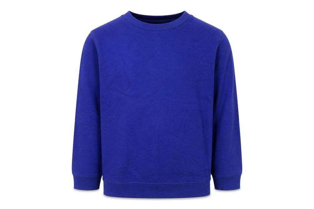 Front view of Tu boys’ blue cotton pullover sweatshirt, size 7, years pullover