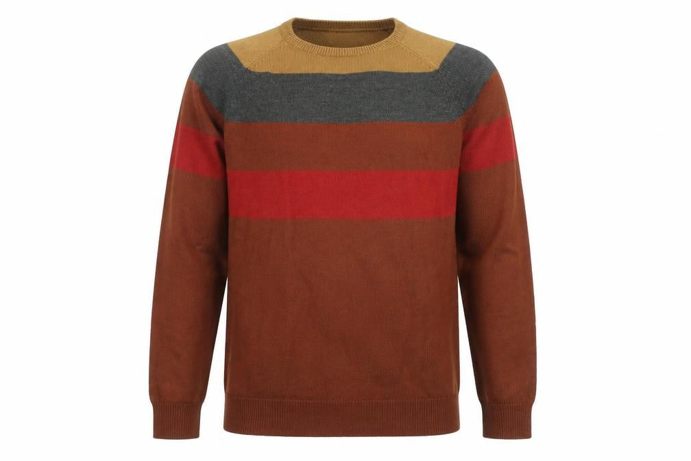 Cedar Wood State Mens Multicoloured Round Neck Striped Acrylic Pullover Jumper Size XS Long Sleeve