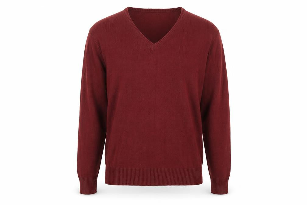 Charles Wilson Mens Red V-Neck Acrylic Pullover Jumper Size M Long Sleeve
