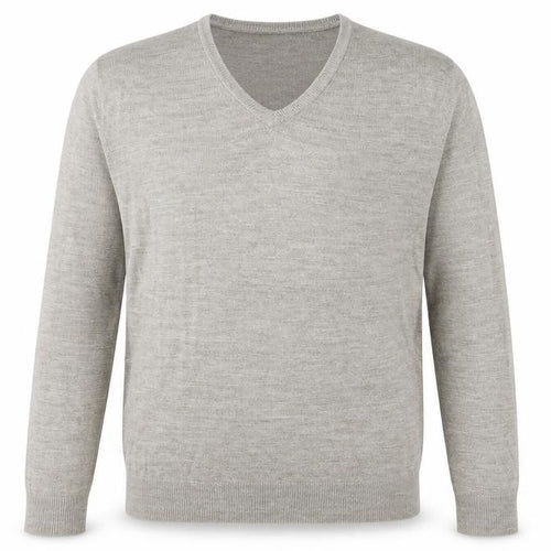 Marks and Spencer Mens Grey V-Neck Acrylic Pullover Jumper Size L Long Sleeve