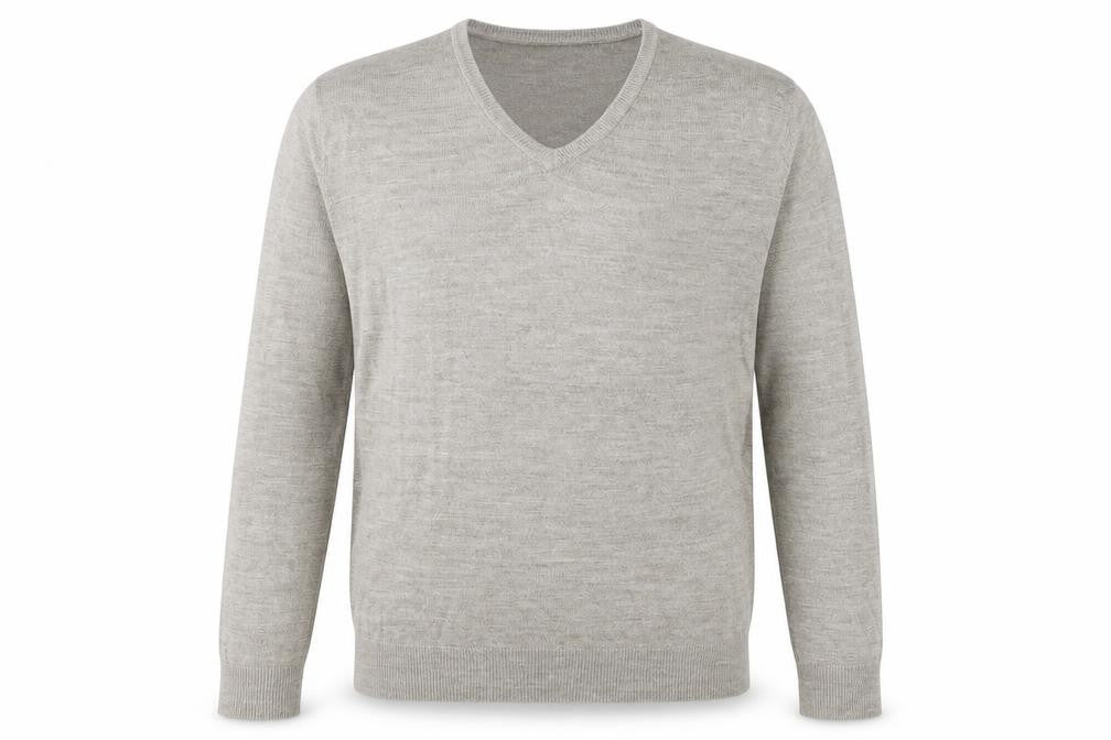 Marks and Spencer Mens Grey V-Neck Acrylic Pullover Jumper Size L Long Sleeve