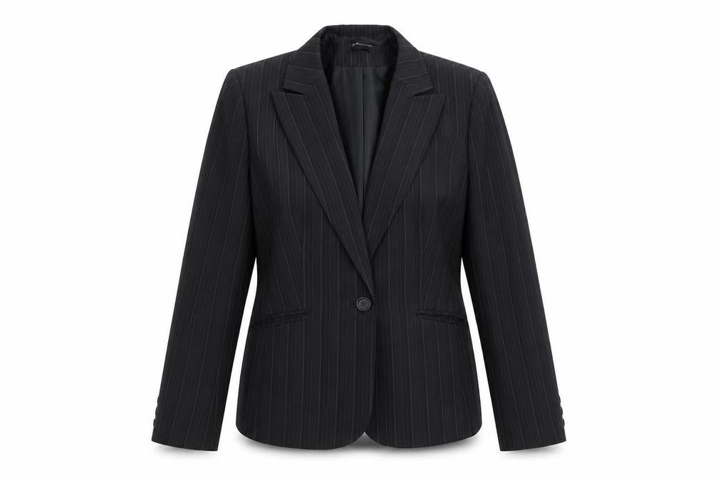 Evie Womens Grey Striped Jacket Blazer Size 16 Button