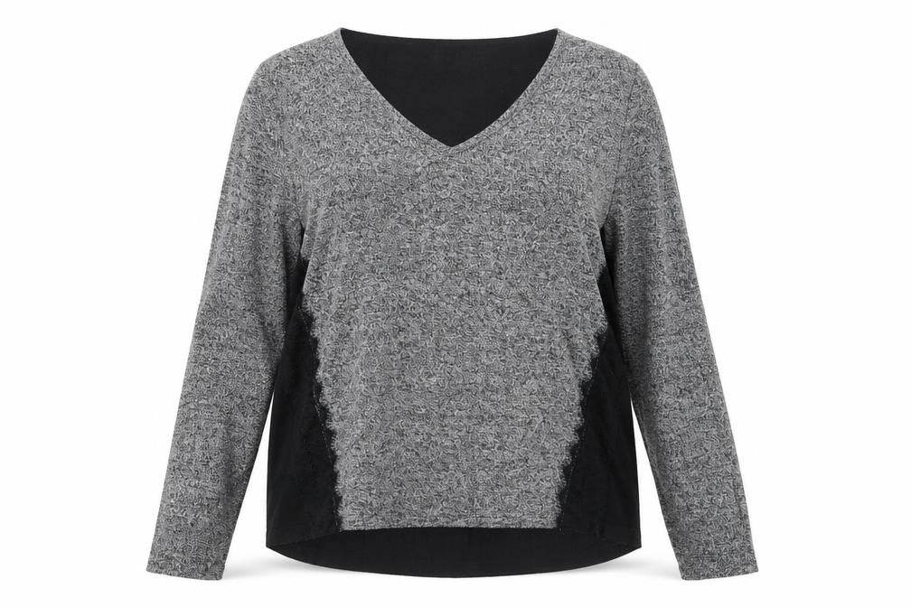 Front view of George women’s grey v-neck nylon jumper, size UK 16