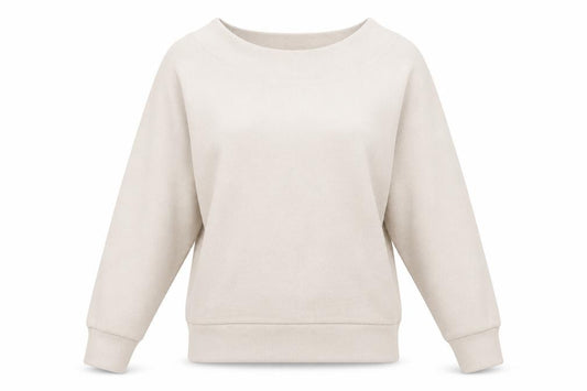 Front view of New Look women’s beige polyester pullover sweatshirt, size S, pullover