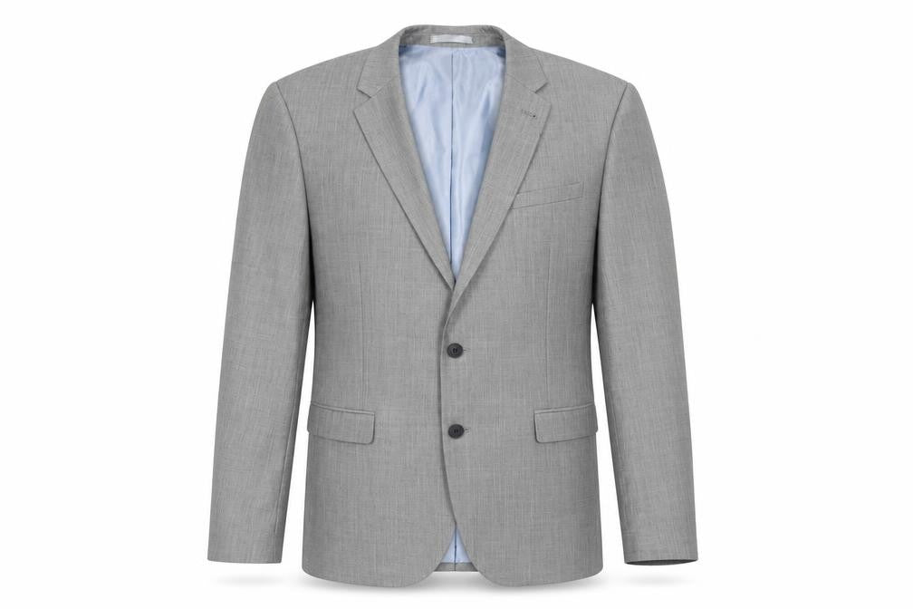 Front view of Cedarwood State men’s grey polyester jacket suit jacket, size 42, regular