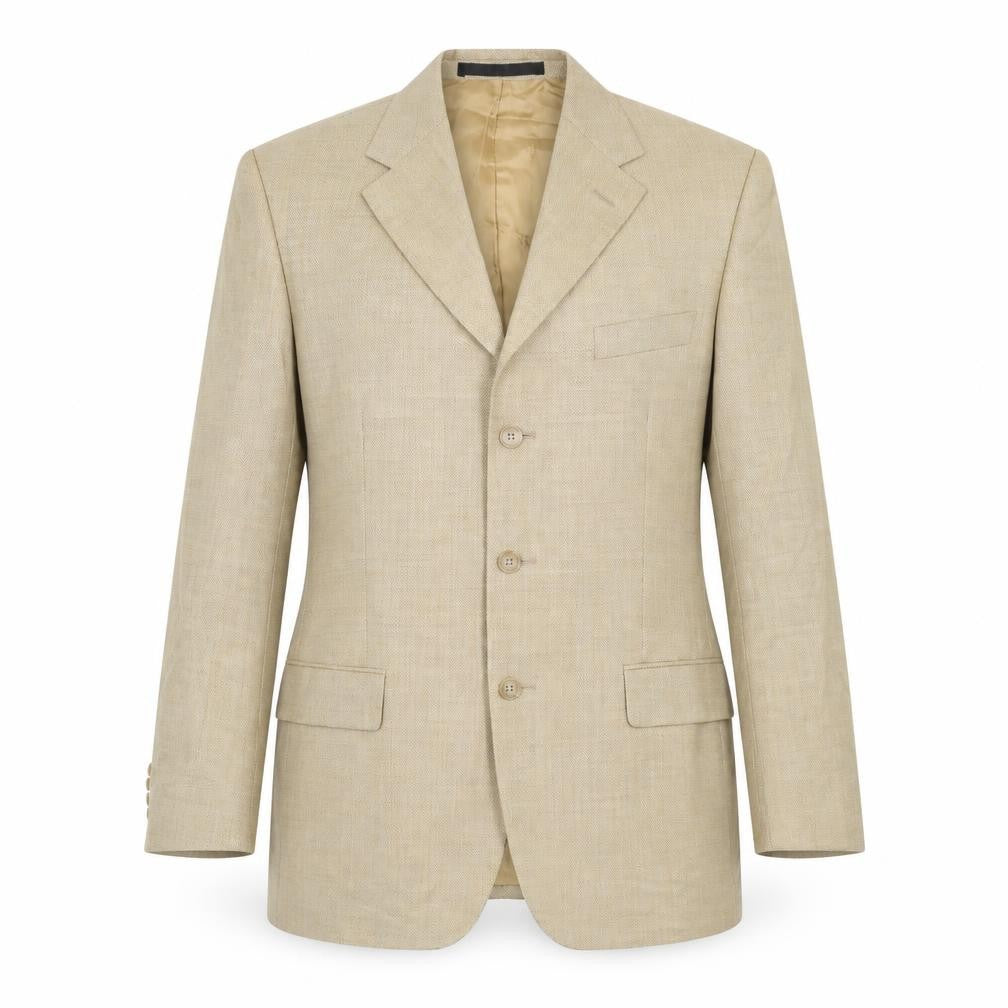 Preworn Mens Beige Polyester Jacket Suit Jacket Size 38 Regular