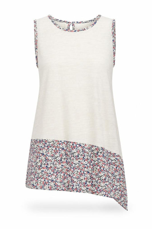 Front view of Next women’s beige acrylic basic tank, size UK 12, scoop neck - asymmetric