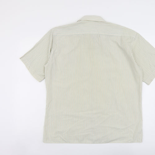 Marks and Spencer Mens Green Polka Dot Polyester Button-Up Size 16 Collared Button