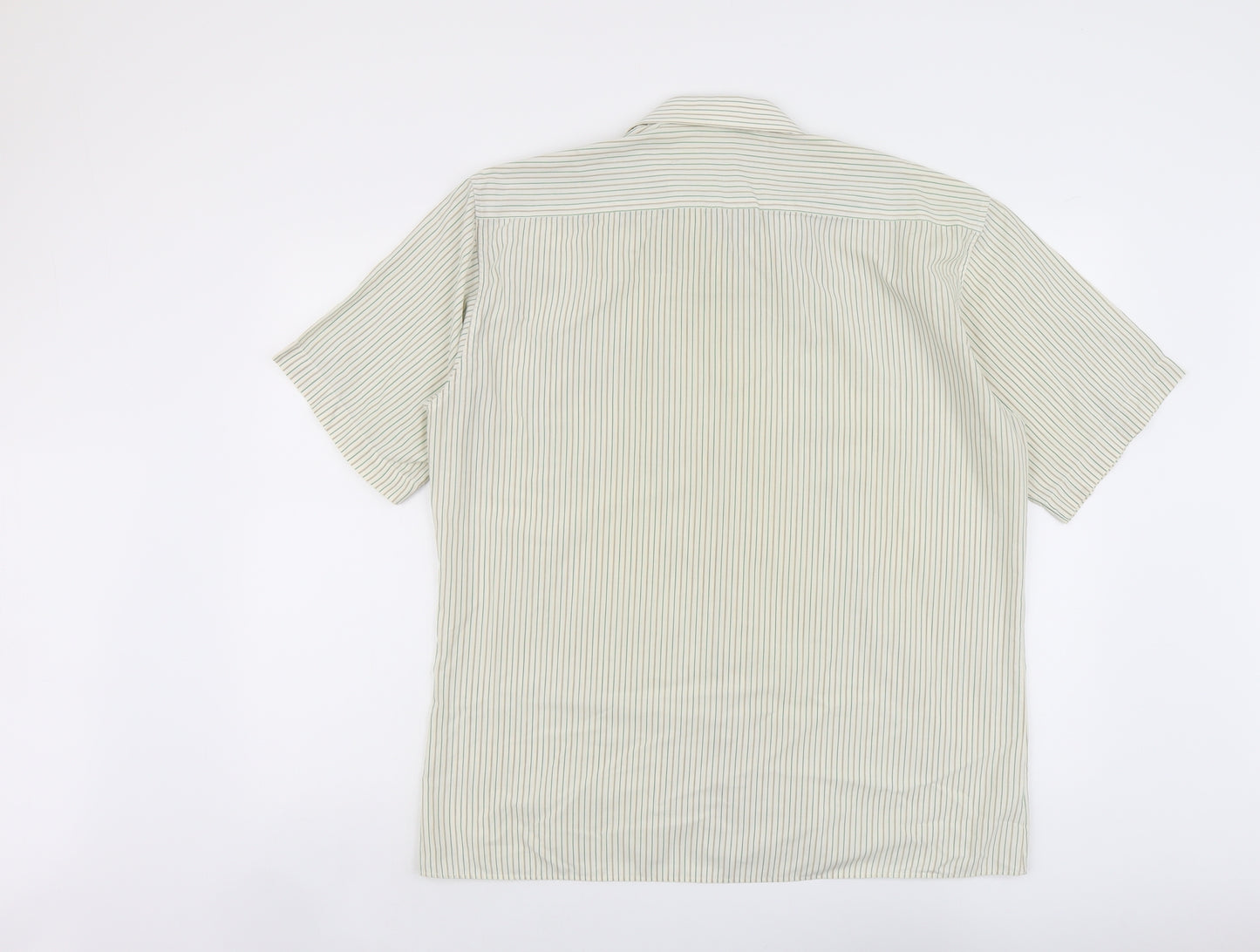 Marks and Spencer Mens Green Polka Dot Polyester Button-Up Size 16 Collared Button