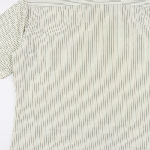 Marks and Spencer Mens Green Polka Dot Polyester Button-Up Size 16 Collared Button